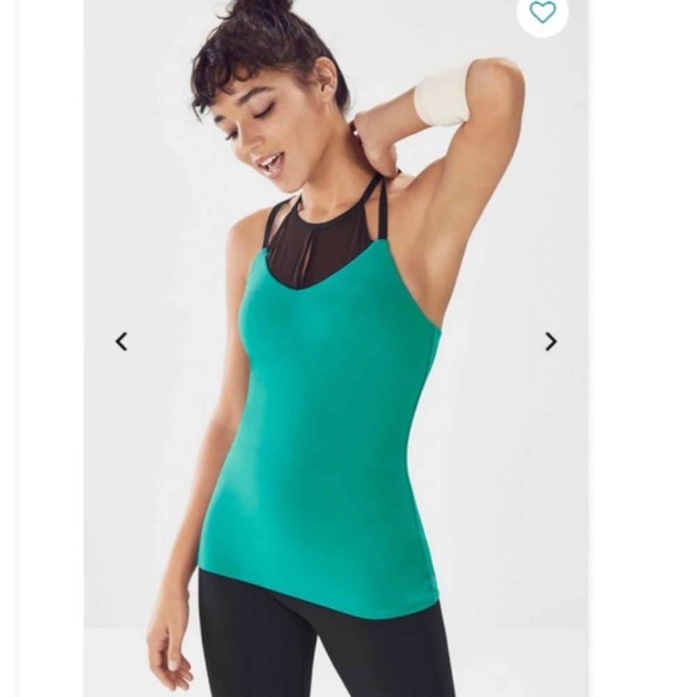 Fabletics Teal and Black Strappy Halter Top Medium